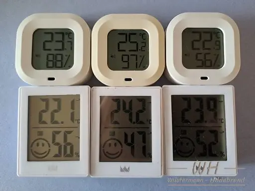 Vergleich zwischen 6 Hygrometern